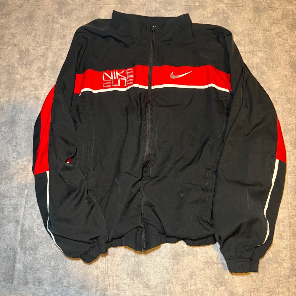 Nike Elite Dri-FIT Track Jacket Mens XL Black Red Full Zip Basketball Jacket